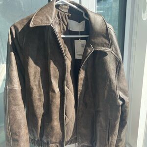 OAK + FORT Dark Brown Faux Leather Jacket